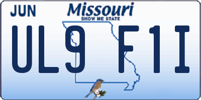 MO license plate UL9F1I
