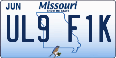 MO license plate UL9F1K