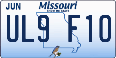 MO license plate UL9F1O