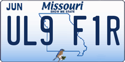 MO license plate UL9F1R
