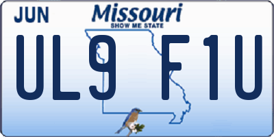 MO license plate UL9F1U