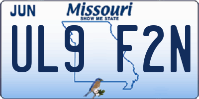 MO license plate UL9F2N