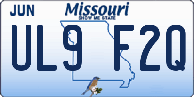 MO license plate UL9F2Q