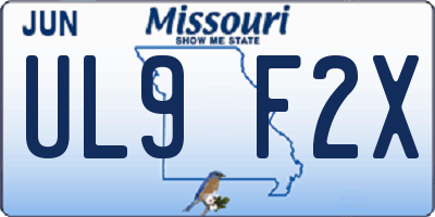 MO license plate UL9F2X