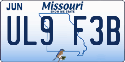 MO license plate UL9F3B