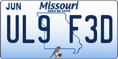 MO license plate UL9F3D