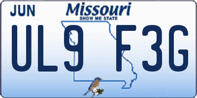 MO license plate UL9F3G