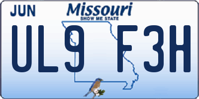 MO license plate UL9F3H