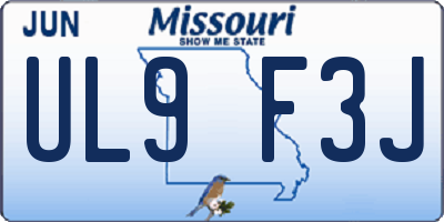 MO license plate UL9F3J