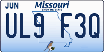 MO license plate UL9F3Q