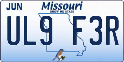 MO license plate UL9F3R
