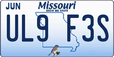 MO license plate UL9F3S
