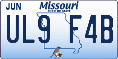 MO license plate UL9F4B