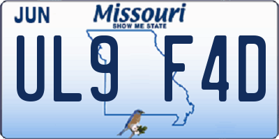 MO license plate UL9F4D