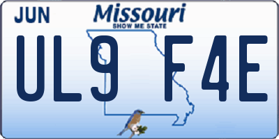 MO license plate UL9F4E