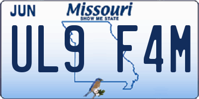 MO license plate UL9F4M