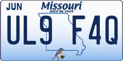 MO license plate UL9F4Q