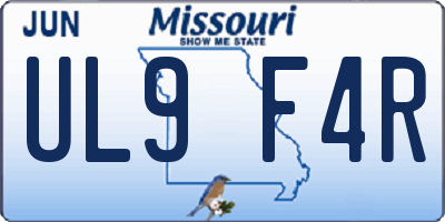 MO license plate UL9F4R