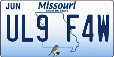 MO license plate UL9F4W