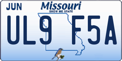 MO license plate UL9F5A