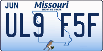 MO license plate UL9F5F