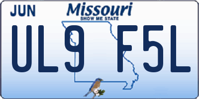 MO license plate UL9F5L