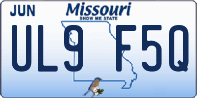 MO license plate UL9F5Q