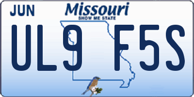 MO license plate UL9F5S
