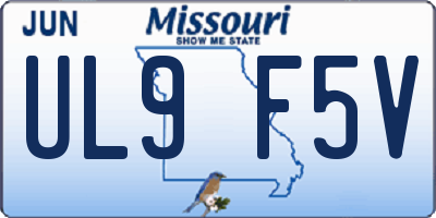 MO license plate UL9F5V