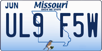 MO license plate UL9F5W