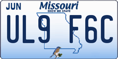 MO license plate UL9F6C