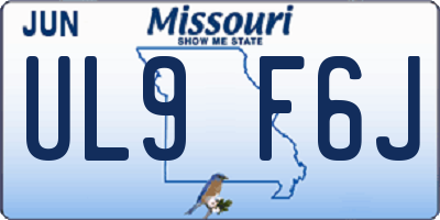 MO license plate UL9F6J