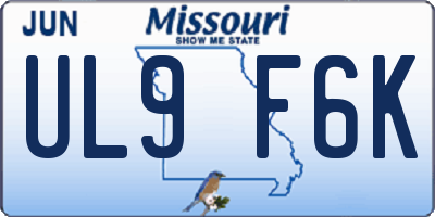 MO license plate UL9F6K