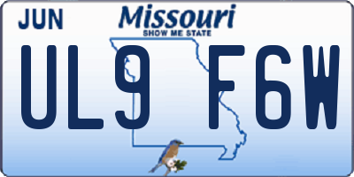 MO license plate UL9F6W