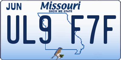 MO license plate UL9F7F