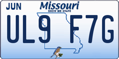 MO license plate UL9F7G
