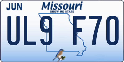 MO license plate UL9F7O