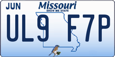 MO license plate UL9F7P