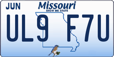 MO license plate UL9F7U