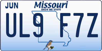 MO license plate UL9F7Z
