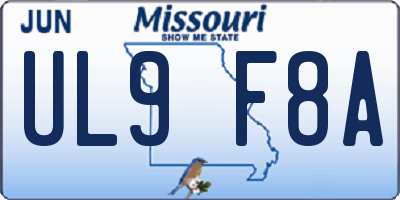 MO license plate UL9F8A