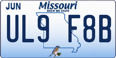 MO license plate UL9F8B