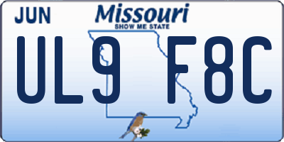 MO license plate UL9F8C