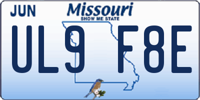 MO license plate UL9F8E
