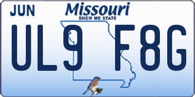 MO license plate UL9F8G
