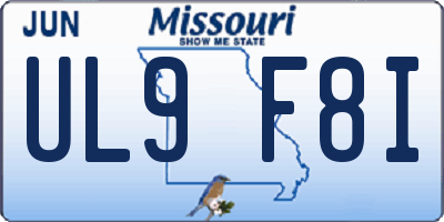 MO license plate UL9F8I