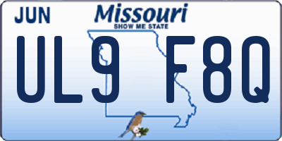 MO license plate UL9F8Q