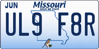 MO license plate UL9F8R