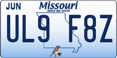 MO license plate UL9F8Z
