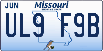 MO license plate UL9F9B
